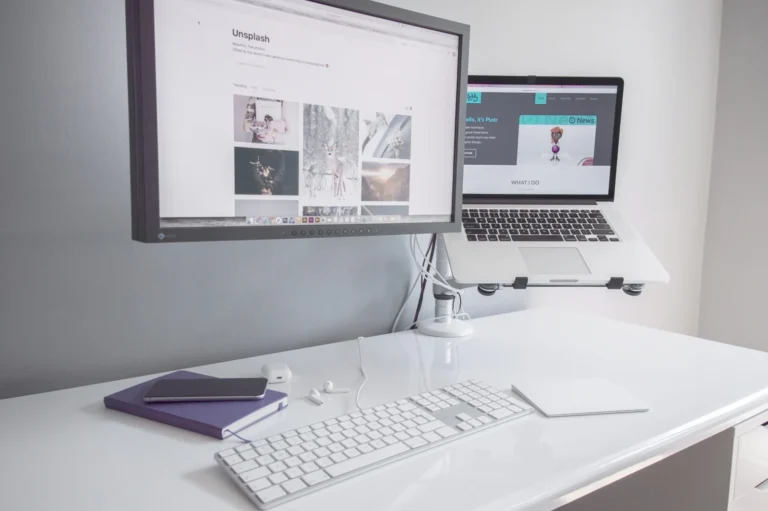 A minimal home office workspace