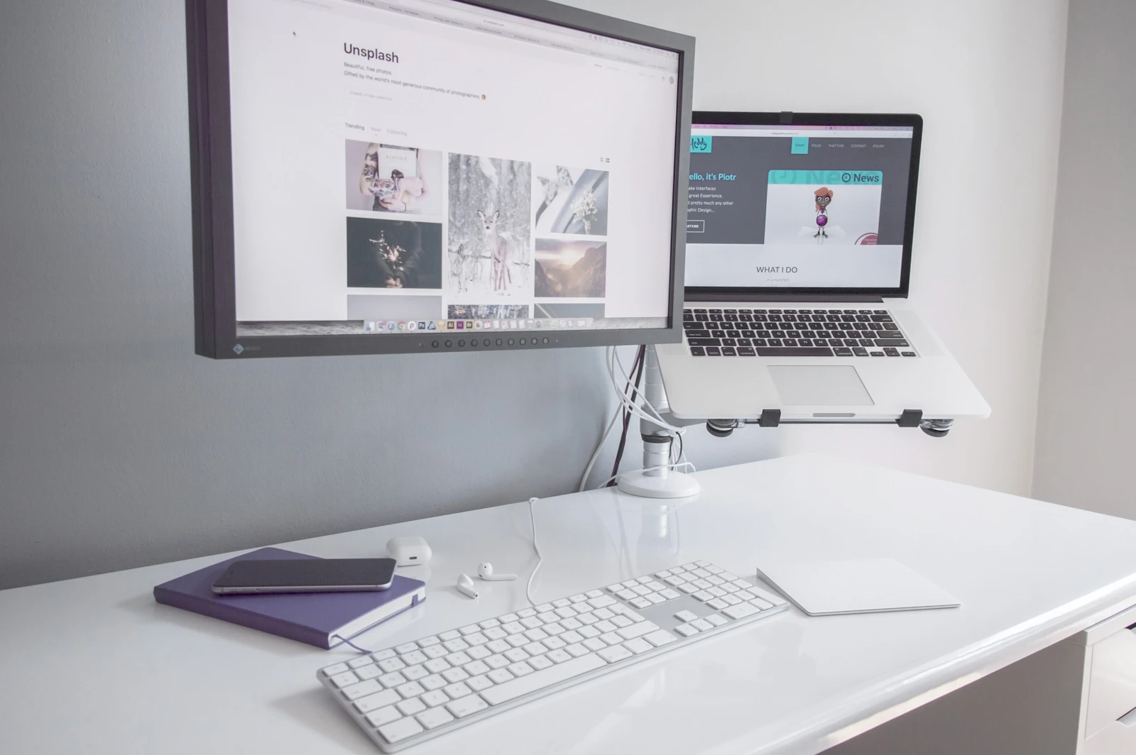 A minimal home office workspace