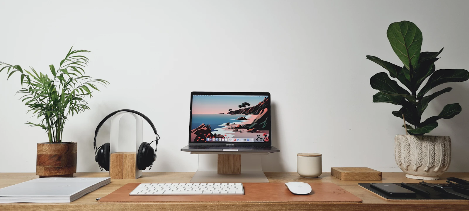 Desktop computer on a wooden desk