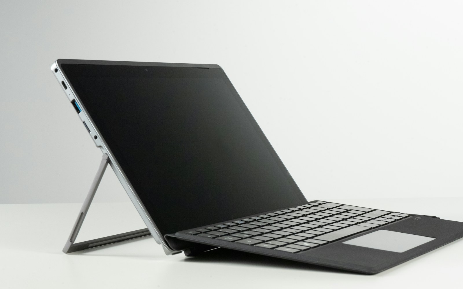 Laptop on a desk with connected accessories